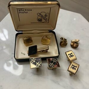 LOT Men’s Estate Vintage Cufflinks, Tie Pin